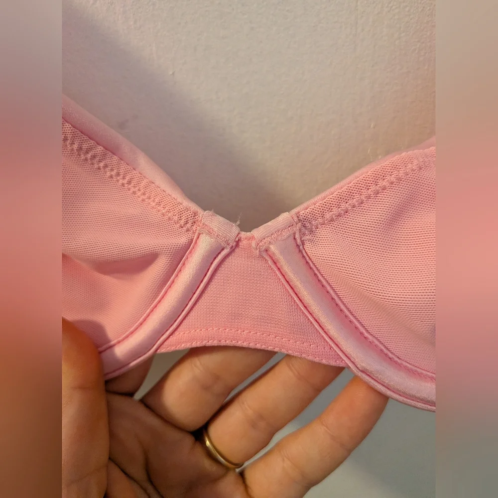 CUUP Pink Satin Plunge Bra - 34C